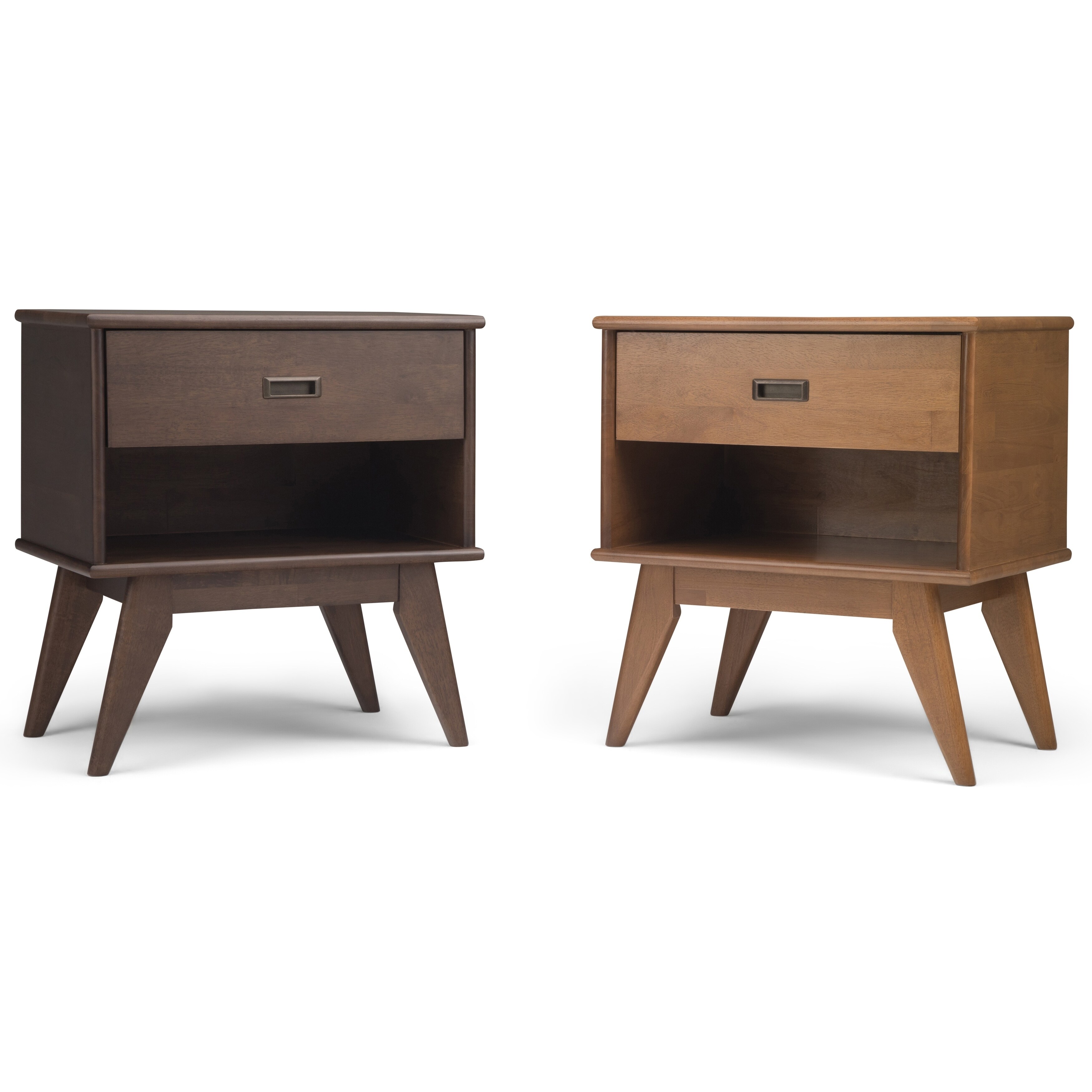 Shop Wyndenhall Tierney Solid Hardwood 24 Inch Wide Mid Century Modern Bedside Nightstand Table Overstock 21631987 Walnut Brown