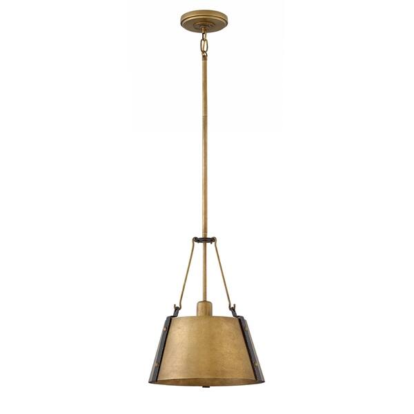 slide 1 of 1, Hinkley Cartwright 1-Light Pendant in Rustic Brass