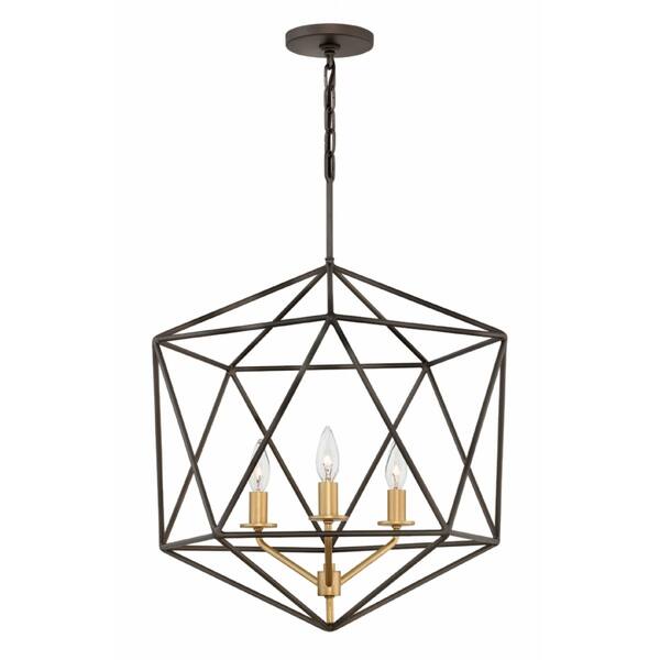 slide 1 of 1, Hinkley Astrid 3-Light Chandelier in Metallic Matte Bronze