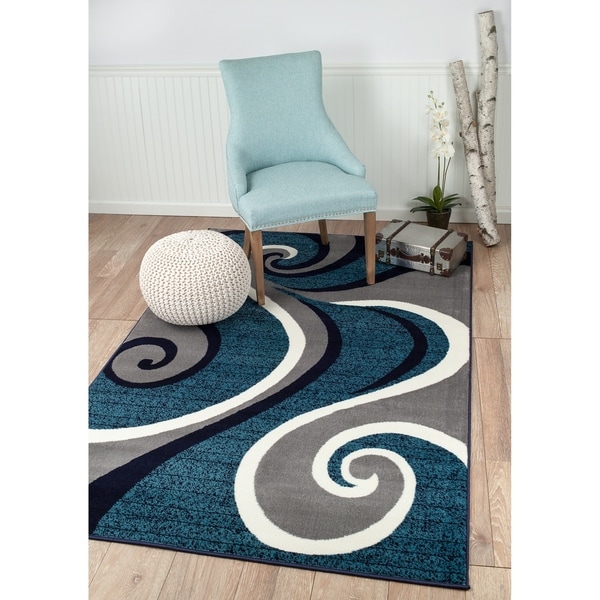 Summit Navy Blue Swirl Area Rug - 3'8" x 5'