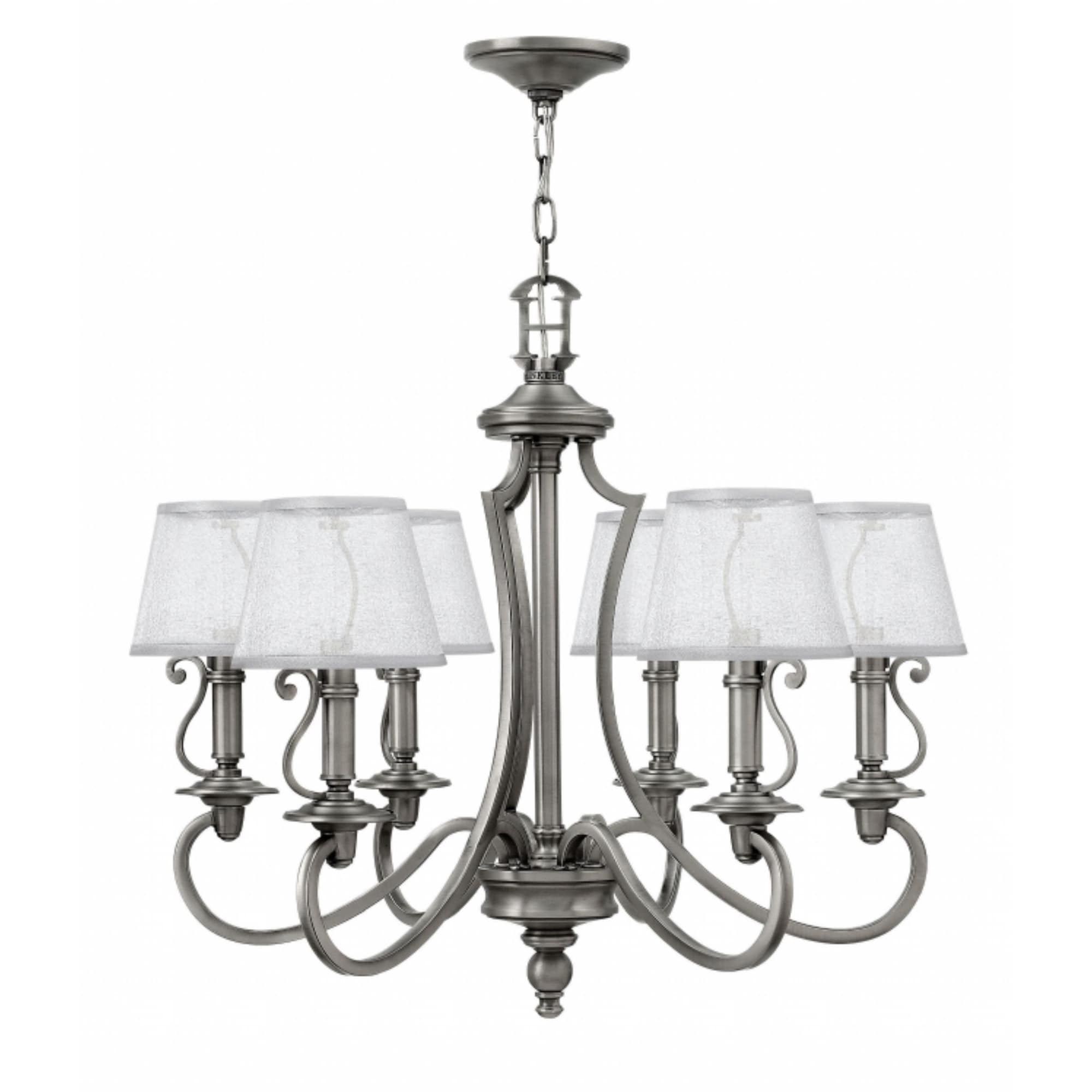 Hinkley Plymouth 6-Light Chandelier in Polished Antique Nickel - Chandeliers For Bedrooms by Overstock.com