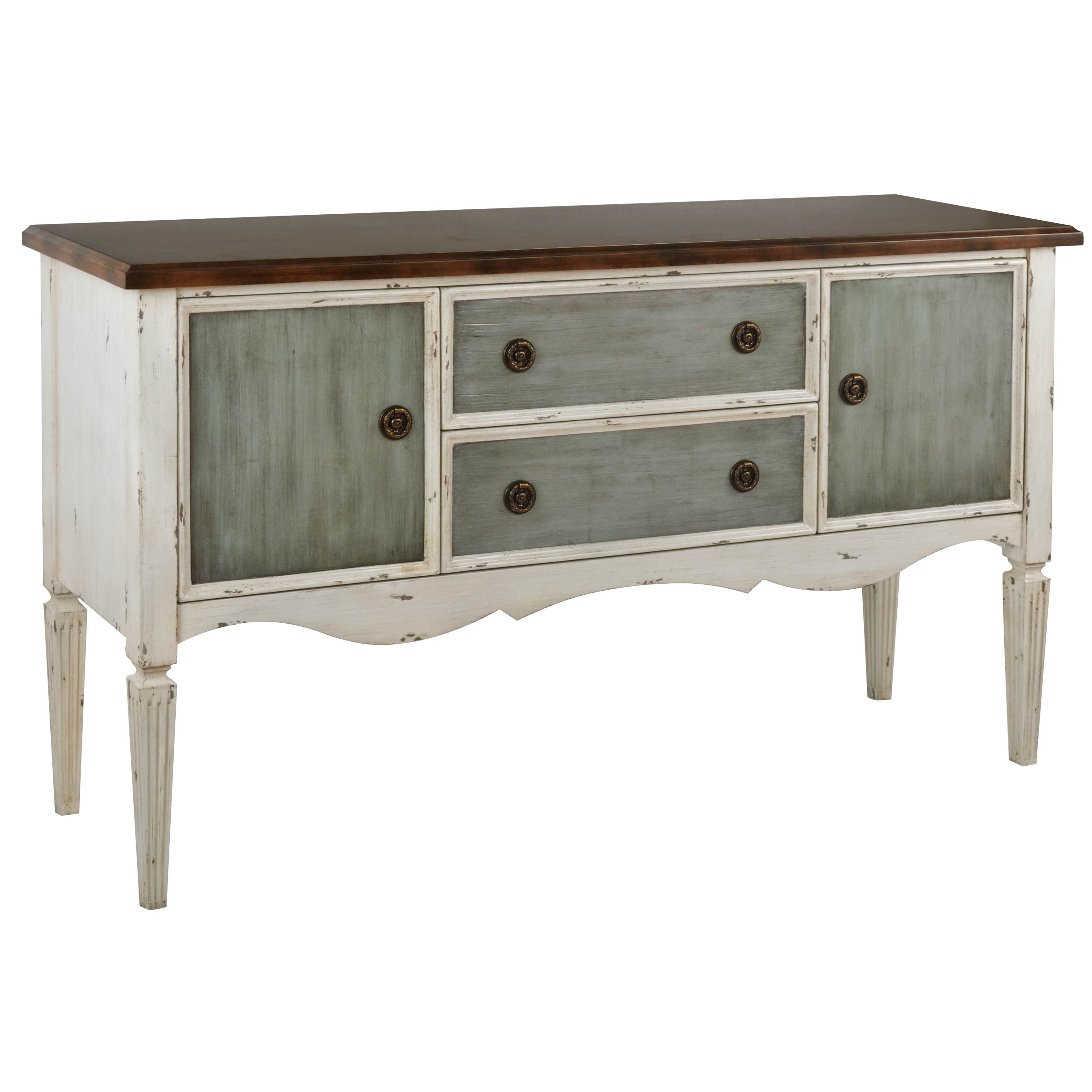Shop Three Tone Weathered White Wood Buffet Table On Sale Free