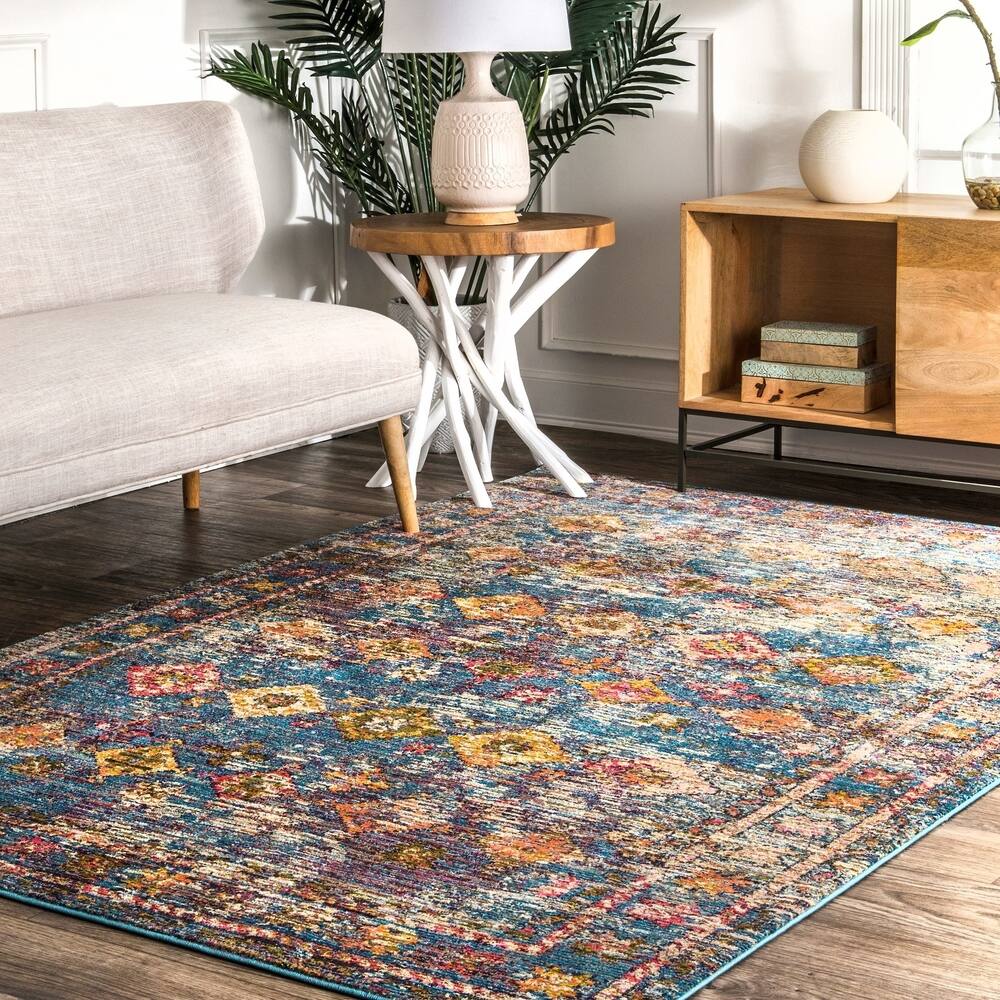 Nuloom Blue Aztec Rustic Chic Ombre Print Area Rug