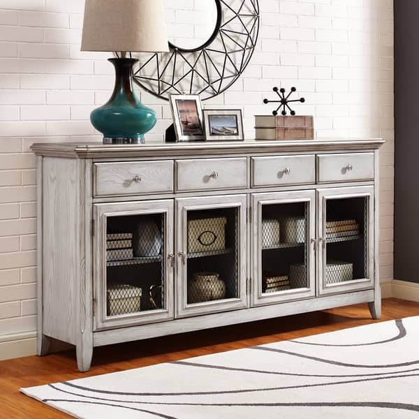 Shop Farmhouse Style Robins Egg Blue Four Door Credenza With Wire