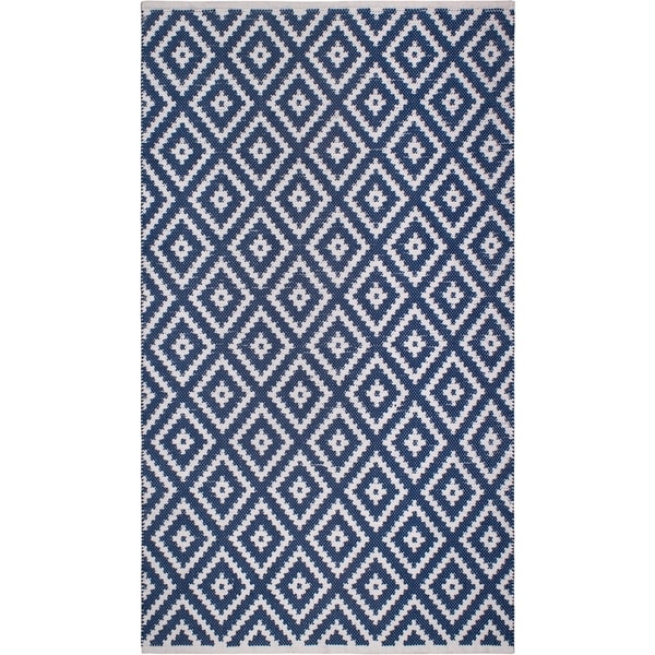 Handmade Chanler Blue Indoor/Outdoor Floor PET Rug (India) - 4' x 6'