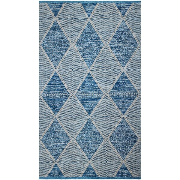 Handmade Blue Hampton Indoor/Outdoor PET Rug (India) - 5' x 8'