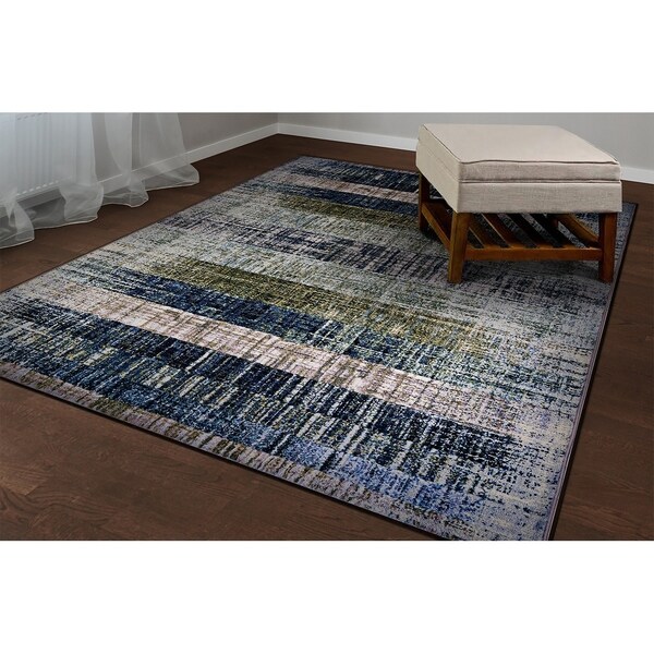 Chapman Faded Stripes Blue-Green Area Rug - 5'3" x 7'6"