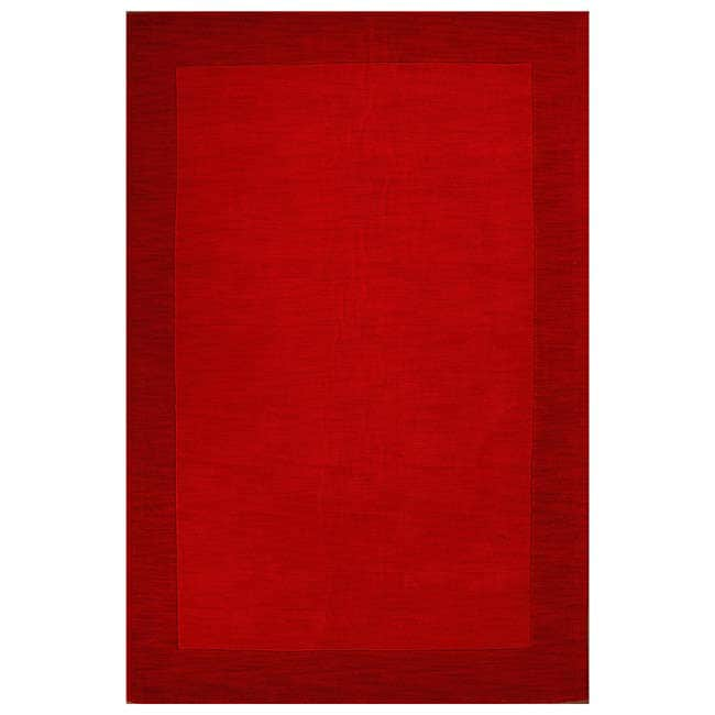 Hand tufted Red Border Wool Rug (5 X 8)