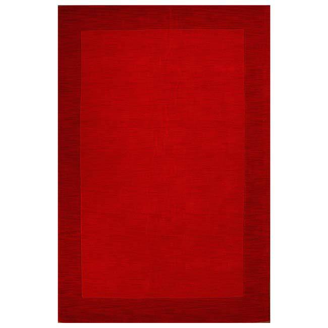Hand-tufted Red Border Wool Rug (5' x 8')