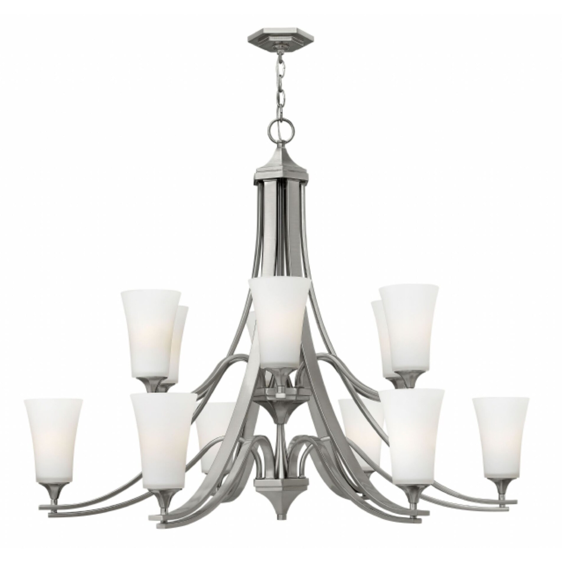 Hinkley Brantley 12-Light Chandelier in Brushed Nickel - Chandeliers For Bedrooms by Overstock.com