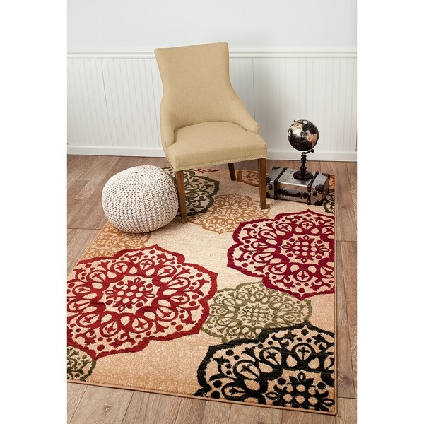 Summit Beige Ball Design Area Rug - 7"4' x 10'6'