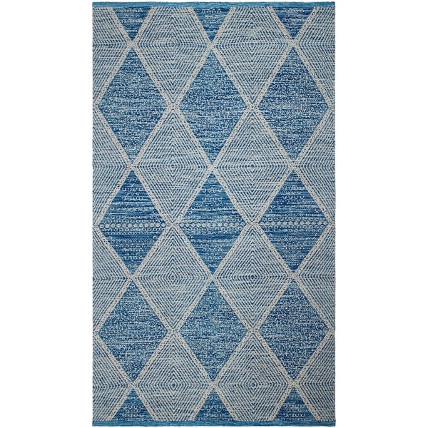 Handmade Blue Hampton Indoor/Outdoor Rug (India) - 2' x 3'