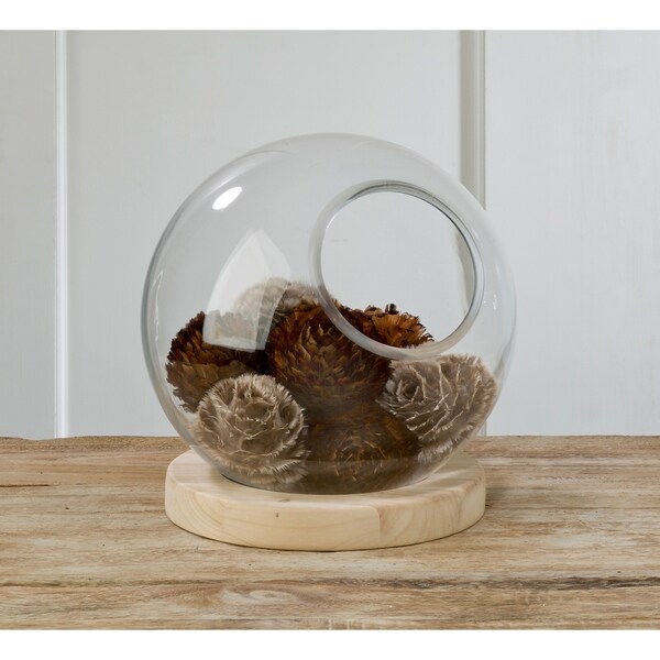 Shop Large Glass Globe with Natural Wood Base - Overstock - 21650693