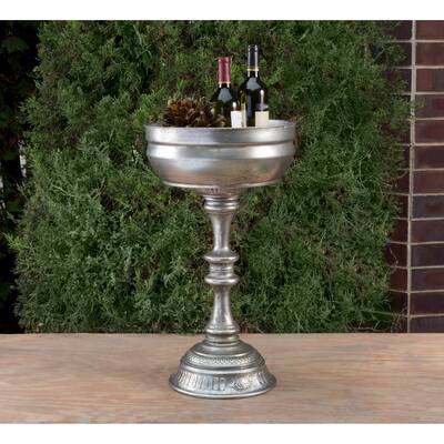 Extra Large Burnished Silver Pedestal Bowl