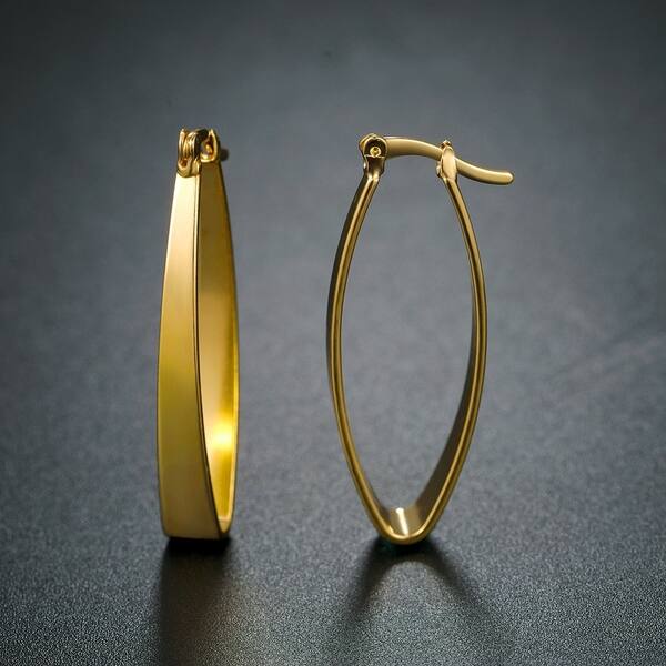 3 Inch Oval Hoop 3 Tone 18k Gold Plated Oval Hoops 18k Gold Plated 3 Inch Oval Hoop 3 Tone 18k Gold Plated Oval Hoops 18k Gold Plated