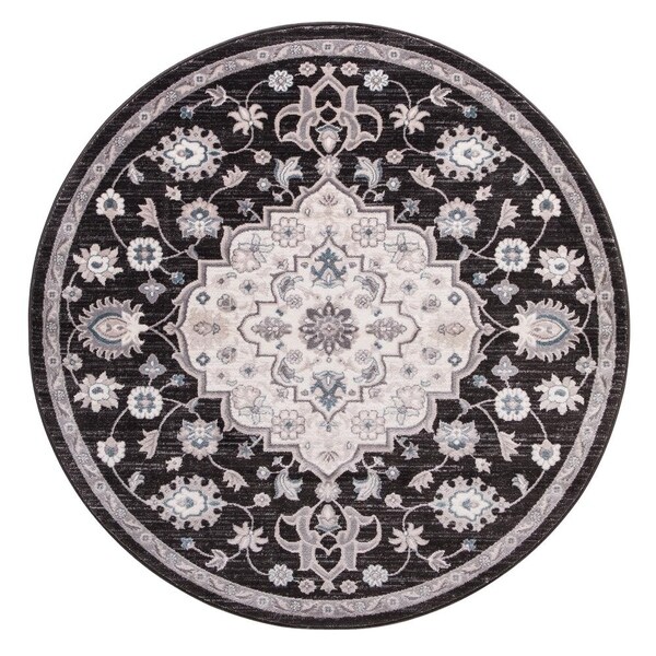 Concord Global Lara Cara Charcoal Round Rug - 7'10" x 7'10" Round