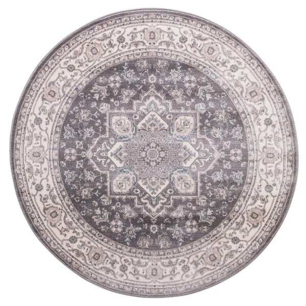 Concord Global Lara Hailey Grey Round Rug - 7'10" x 7'10" Round