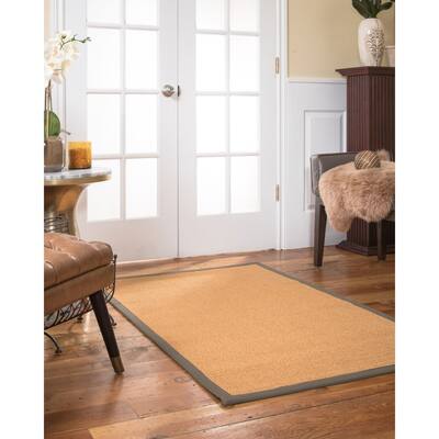 NaturalAreaRugs Davlin Custom Sisal Rug 4' x 12' Stone Border - 4' x 12'