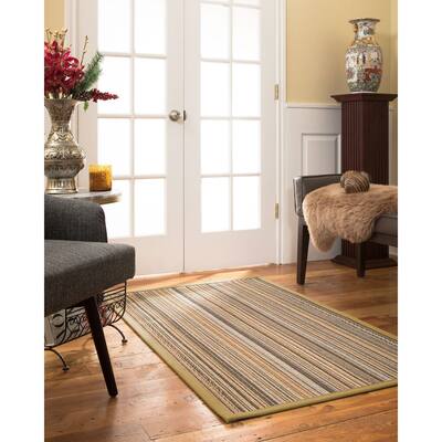 NaturalAreaRugs Boardwalk Sisal Area Rug, 4' x 12' Sage Border - 4' x 12'