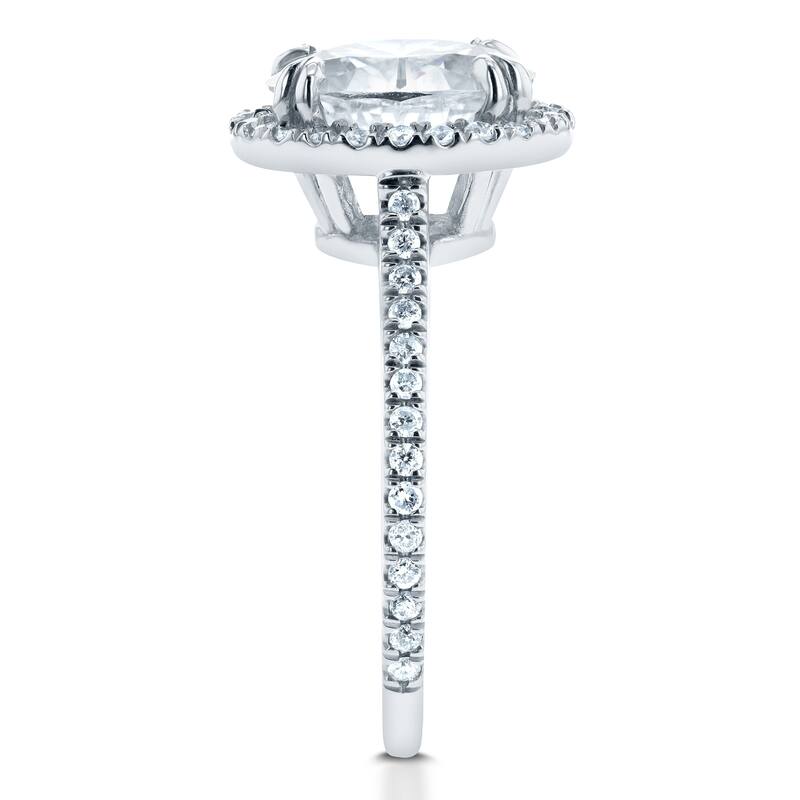 Annello by Kobelli 14k Gold 2 1/3ct TGW Oval Forever One Moissanite and Diamond Halo Engagement Ring (DEF/VS, GH/I)