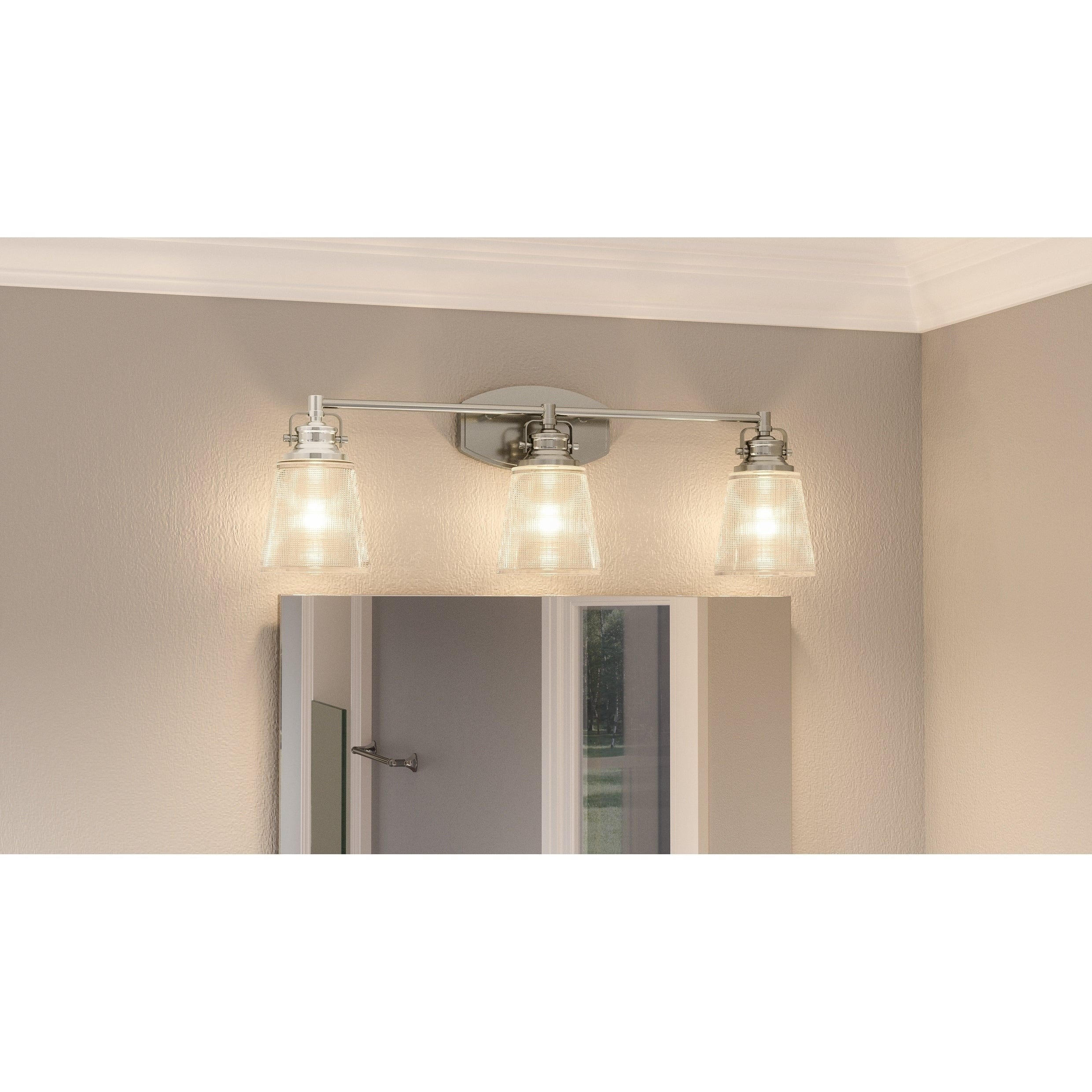 Porch Den Quintero Clear Halophane Gl 3 Light Bathroom Vanity Porch Den Quintero Clear Halophane Gl 3 Light Bathroom Vanity