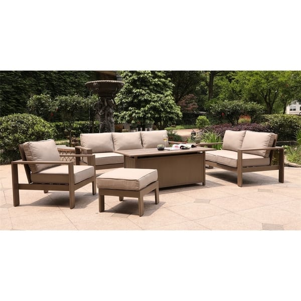 Shop Marina 6 Piece Deep Seating Set 30x61 Chat High Gas Firepit