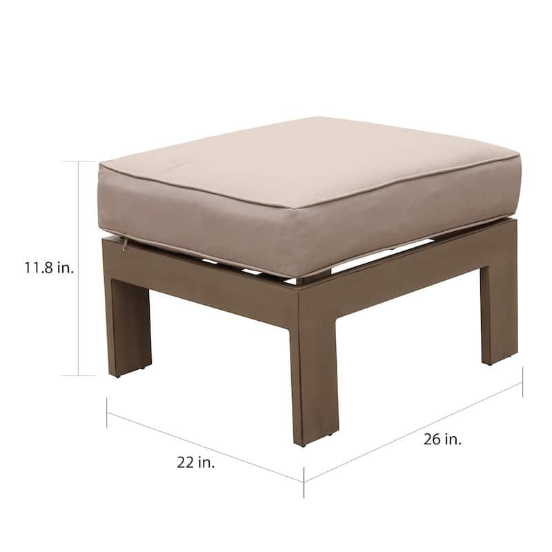 Katalla Outdoor Ottoman with Cushion by Havenside Home - (w) 25.98 in. x (h) 11.81 in. x (d) 25.98 in.