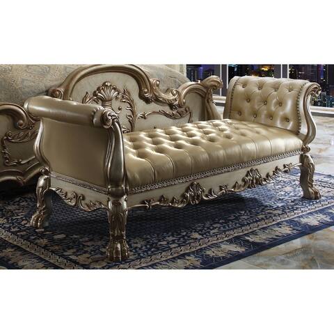 ACME Dresden Bench, Bone PU & Gold Patina