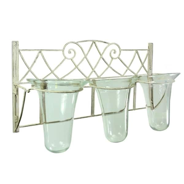slide 1 of 1, Scintillating Metal Candleholder, White and Clear