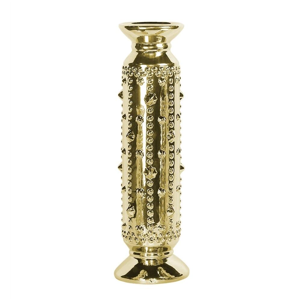 Decorative Ceramic Spike Candle Holder, Gold