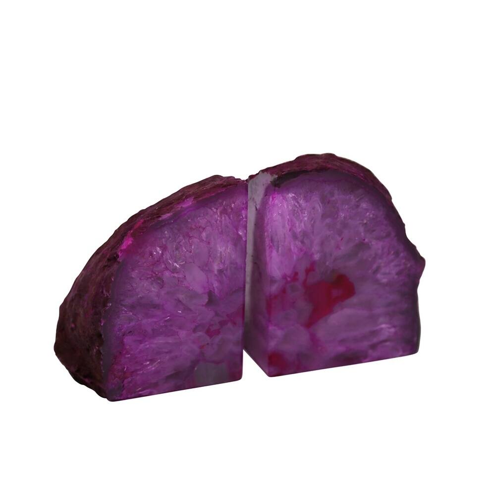 Beautiful Stone Agate Bookends, Pink, Set F 2