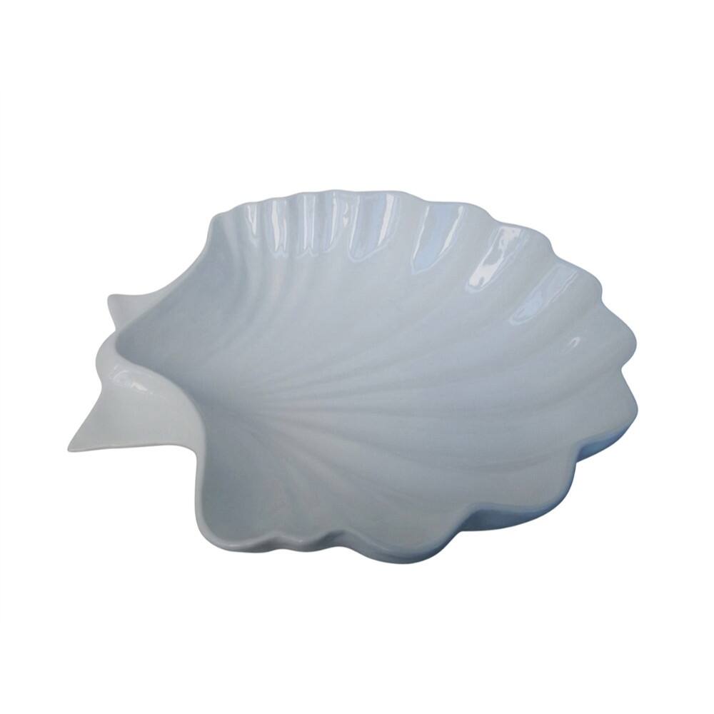 Flared Decorative Ceramic Shell Bowl, White