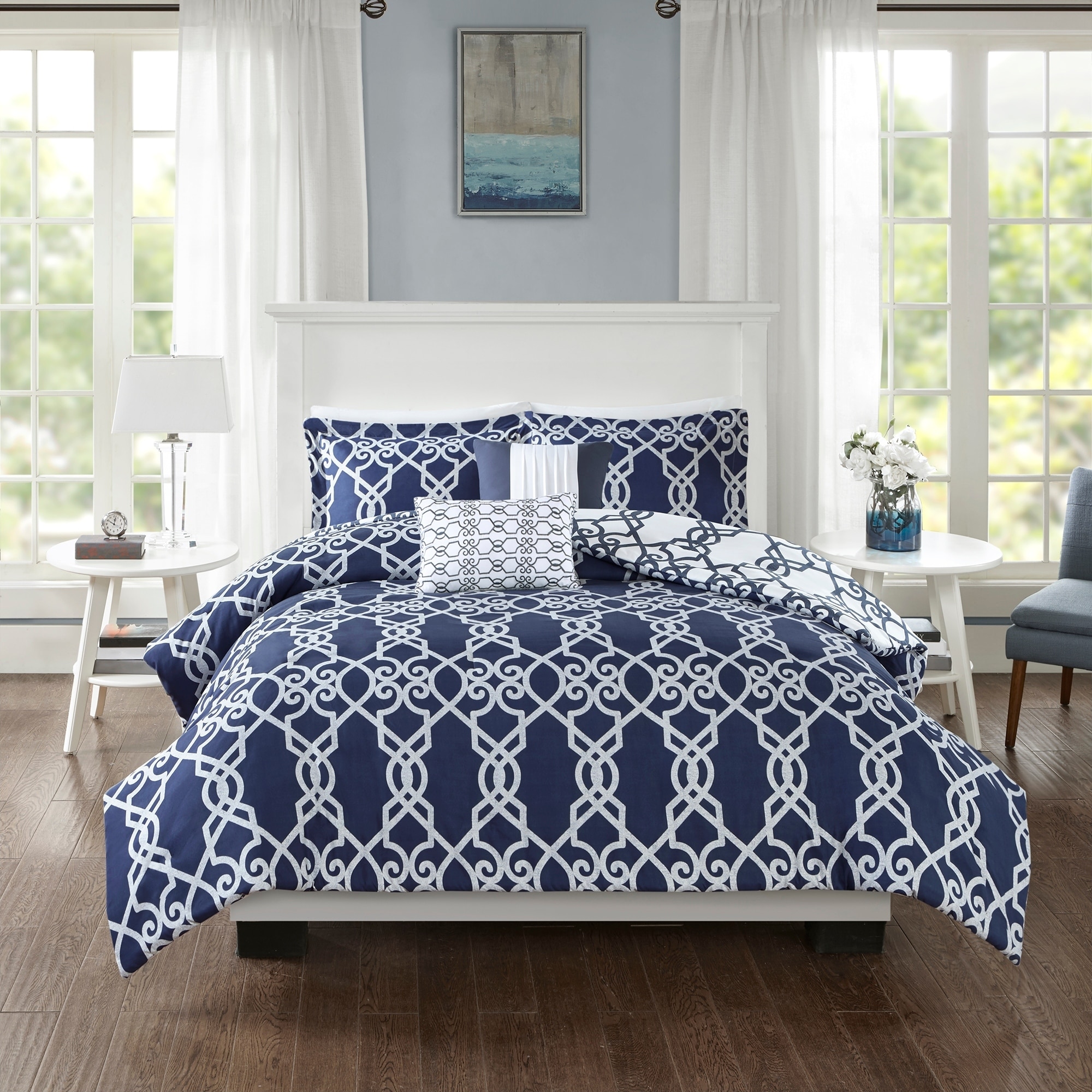 Shop 510 Design Neville Dark Navy 5 Piece Reversible Print Duvet