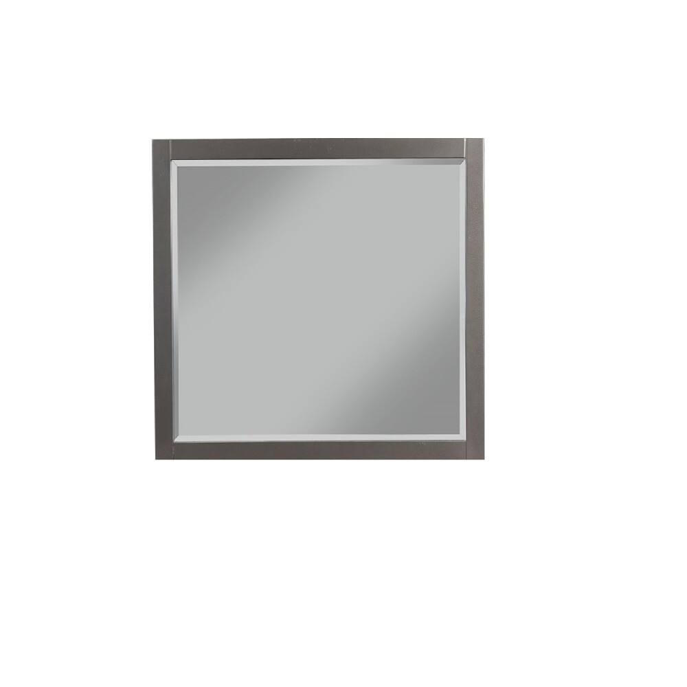 Rubberwood Framed Square Mirror Gray