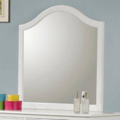 Fine Lined Transitional Mirror, White