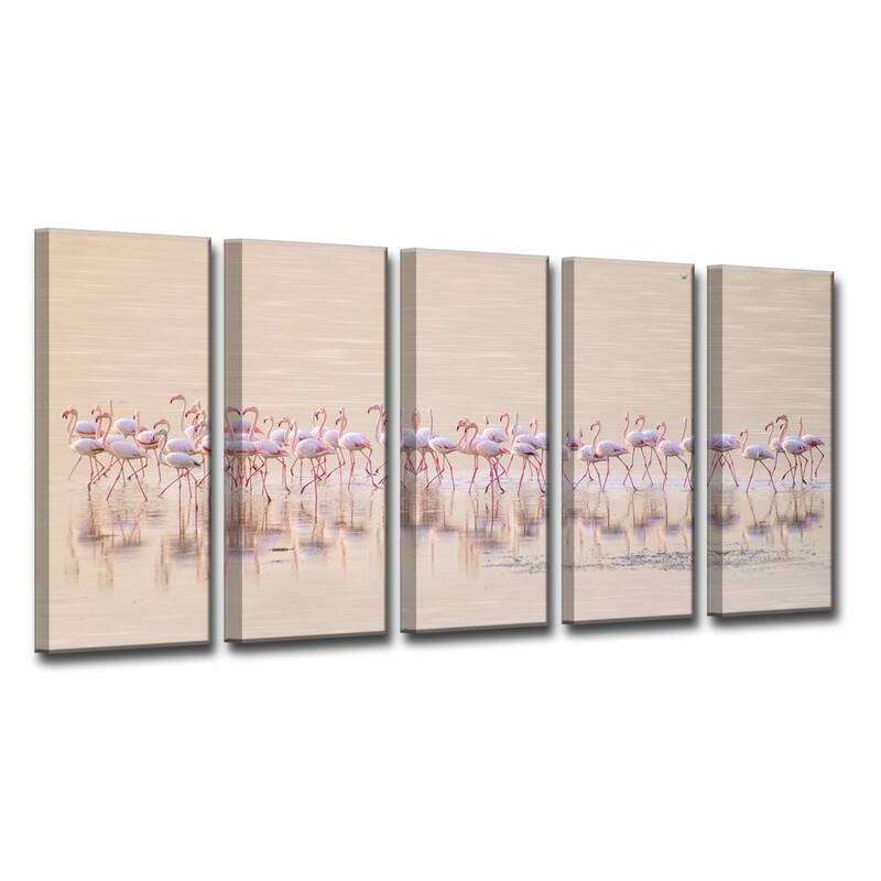 'Marching Pinks' 5-Pc Canvas Flamingo Wall Décor Set