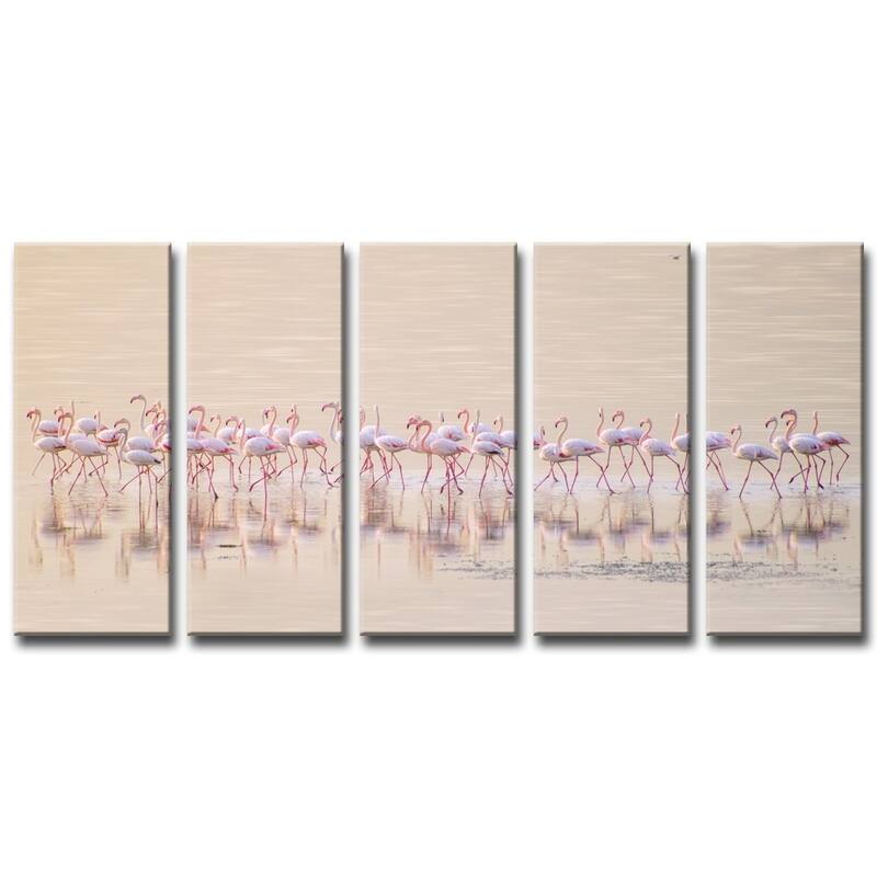 'Marching Pinks' 5-Pc Canvas Flamingo Wall Décor Set