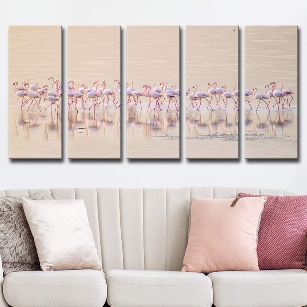 'Marching Pinks' 5-Pc Canvas Flamingo Wall Décor Set