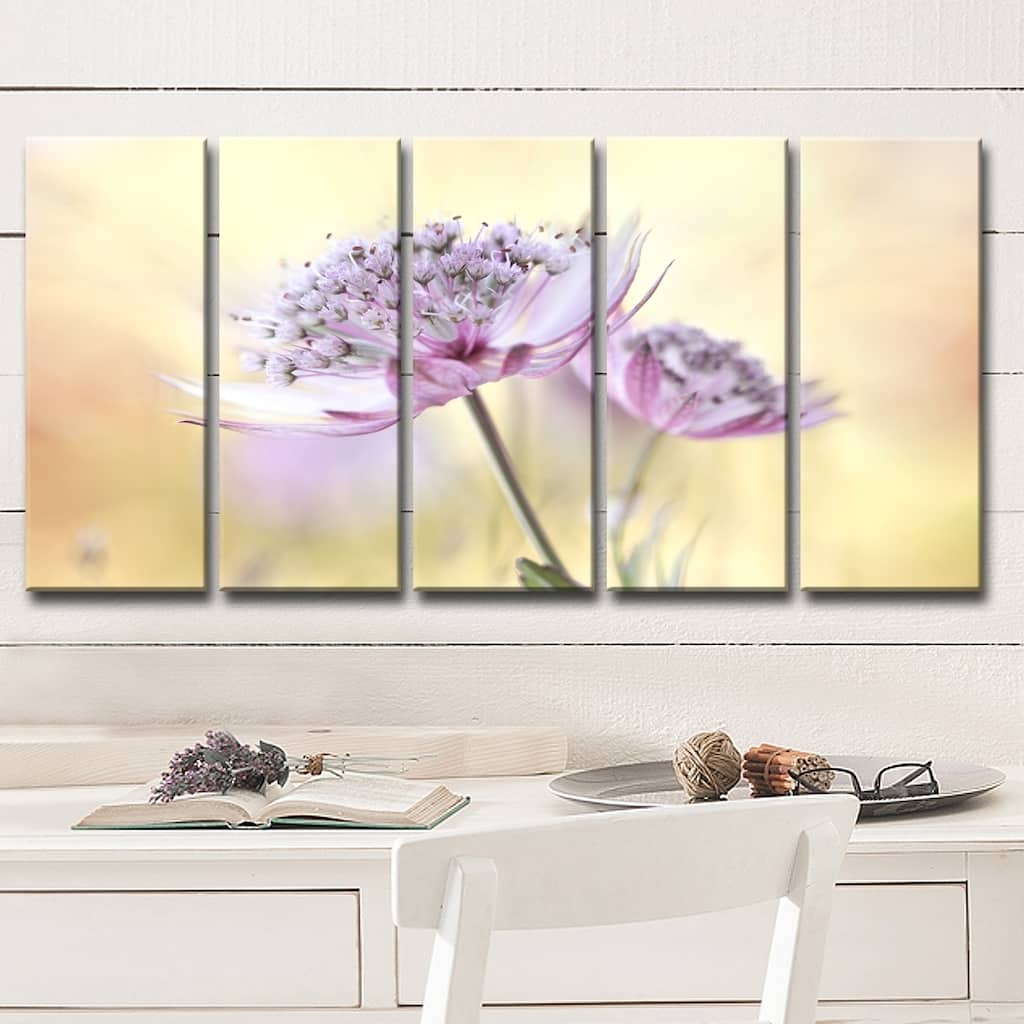 Ready2HangArt 'Pink Astrantia' 5-Pc Canvas Wall Décor Set
