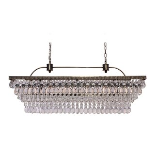 The Weston 40 Inch Rectangular Glass Drop Chandelier - N/A (Antique Brass) - Chandeliers For Bedrooms by Overstock.com