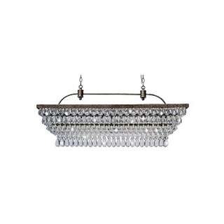 The Weston 40 Inch Rectangular Glass Drop Chandelier - N/A (Antique Copper) - Chandeliers For Bedrooms by Overstock.com