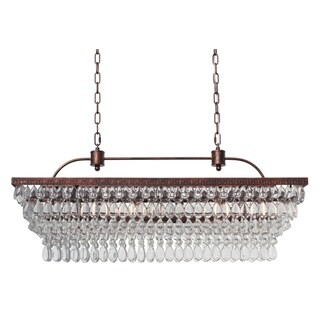 The Weston 40 Inch Rectangular Glass Drop Chandelier - N/A (Oil Rubbed Bronze) - Chandeliers For Bedrooms by Overstock.com