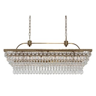 The Weston 40 Inch Rectangular Glass Drop Chandelier - N/A (Brass) - Chandeliers For Bedrooms by Overstock.com