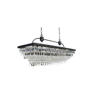 The Weston 40 Inch Rectangular Glass Drop Chandelier - N/A (Antique Silver) - Chandeliers For Bedrooms by Overstock.com