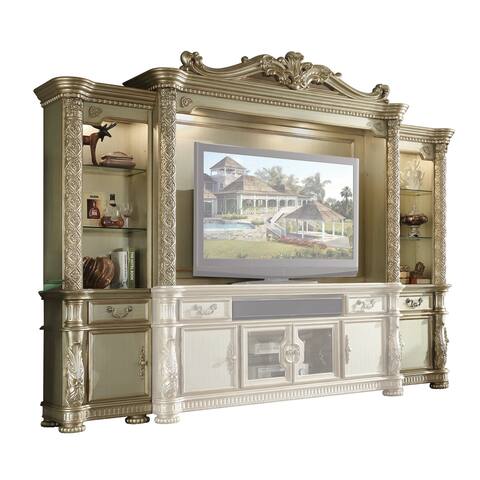 ACME Vendome II Entertainment Center, Gold Patina & Bone (1Set/3Ctn)