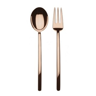 Stainless Steel w/PVD Titanium Coating Due Bronzo Serving Set (Fork and Spoon)