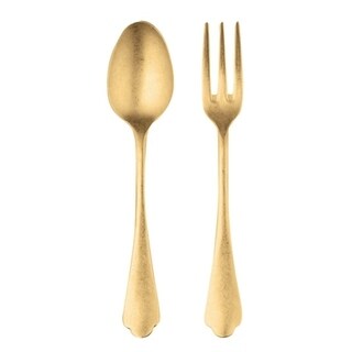 Stainless Steel w/PVD Titanium Coating Dolce Vita Pewter Oro Serving Set (Fork and Spoon)