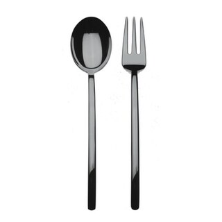 Stainless Steel w/PVD Titanium Coating Due Oro Nero Serving Set (Fork and Spoon)