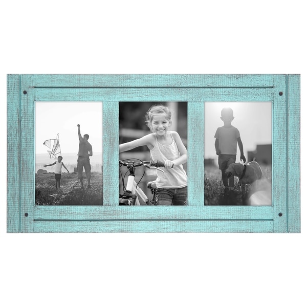 Americanflat 4x6 Turquoise Blue Collage Distressed Wood Frame - Made to Display Three 4x6 Photos. Opens flyout.