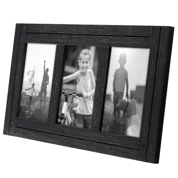 1 4/" x 6/" Distressed Matte black picture frame for wall or table top